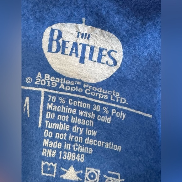 The Beatles Unisex Drop T Blue Logo Hoodie Sz M - Picture 5 of 6